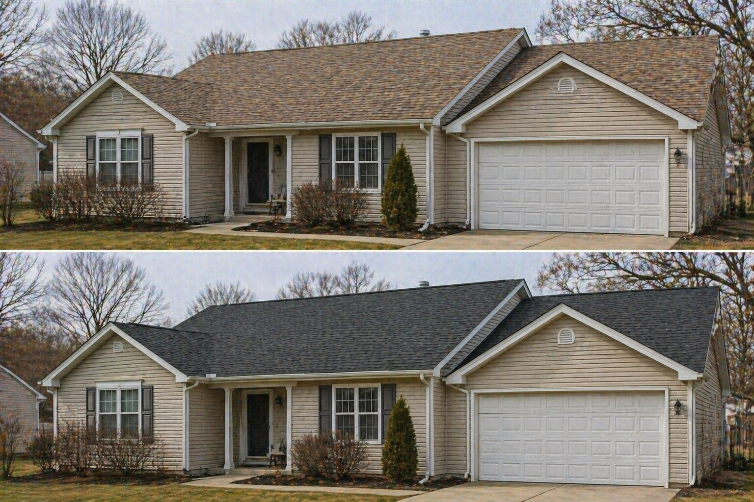 Roof before and after example